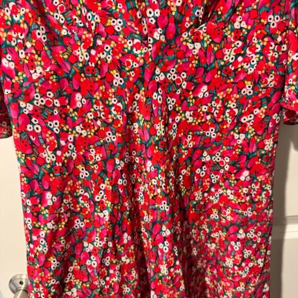 SALONI Collette Silk Floral Mini Puff Sleeve Dress Size 4 - Picture 4 of 7